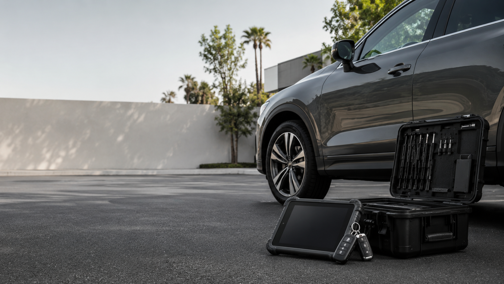 Modern vehicle with automotive key programming equipment